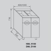 Тумба нижня 80 Адель Люкс (В: 716 мм Ш: 800 мм Г: 440 мм)